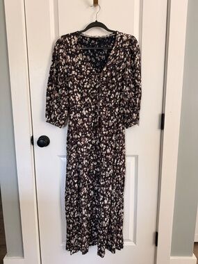 Fatface midi dress, brown floral